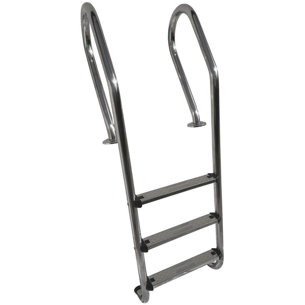 Echelle inox 3 marches pour piscine bois 2/2