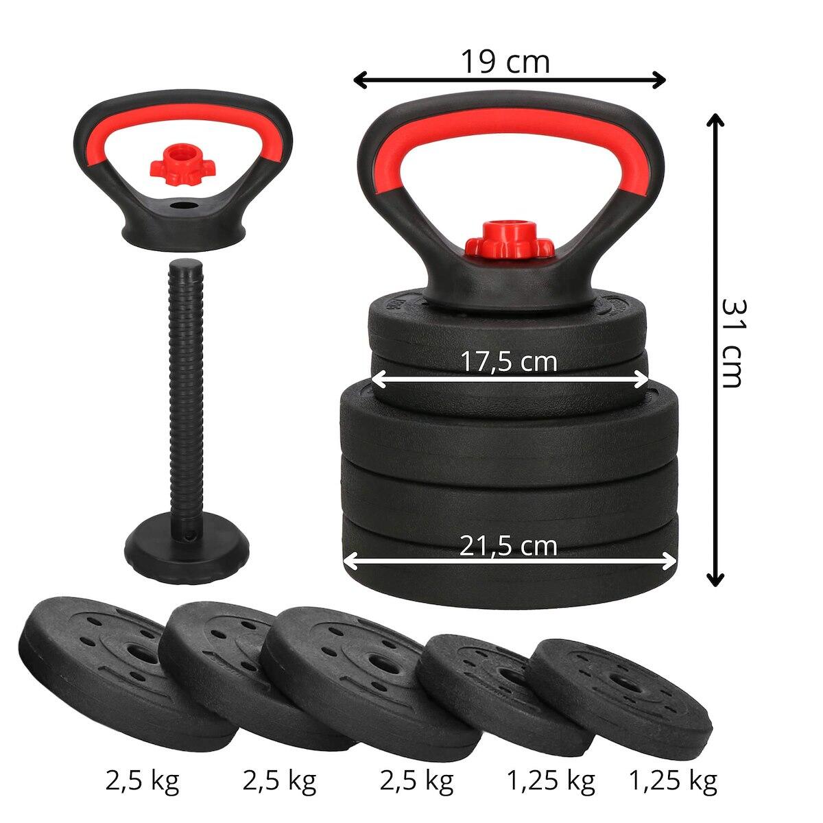 Kettlebell z regulacją obciążenia Springos 10 kg zestaw 5 talerzy na hantle 5/7