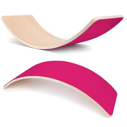 Kinder Yoga Montessori Balance Board Geschwungenes Holz Wippbrett Lama Fuchsia
