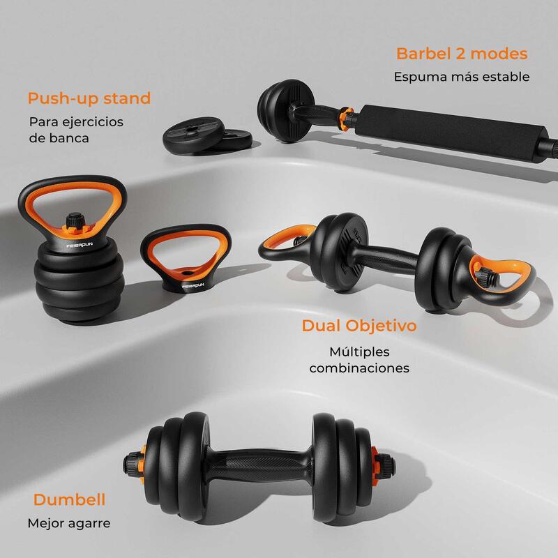 Kit haltère + barre + kettlebell + capteur Xiaomi Fed V2 20kg