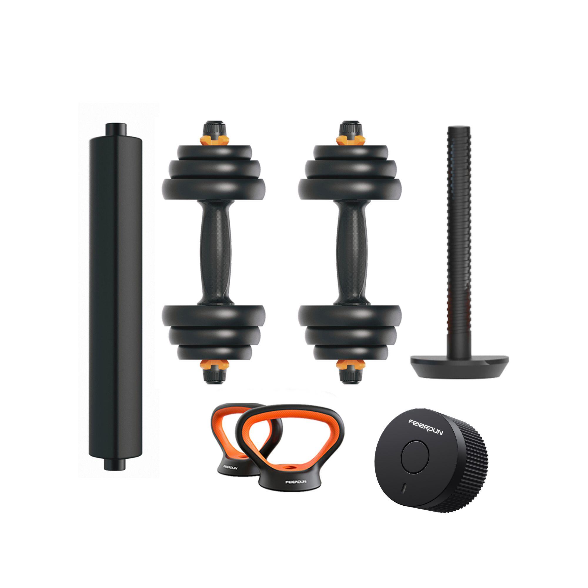 Xiaomi - Kit Haltère + Barre + Kettlebell + Capteur Xiaomi Fed V2 20kg - Haltère - Noir|orange - 20 Kg - Decathlon