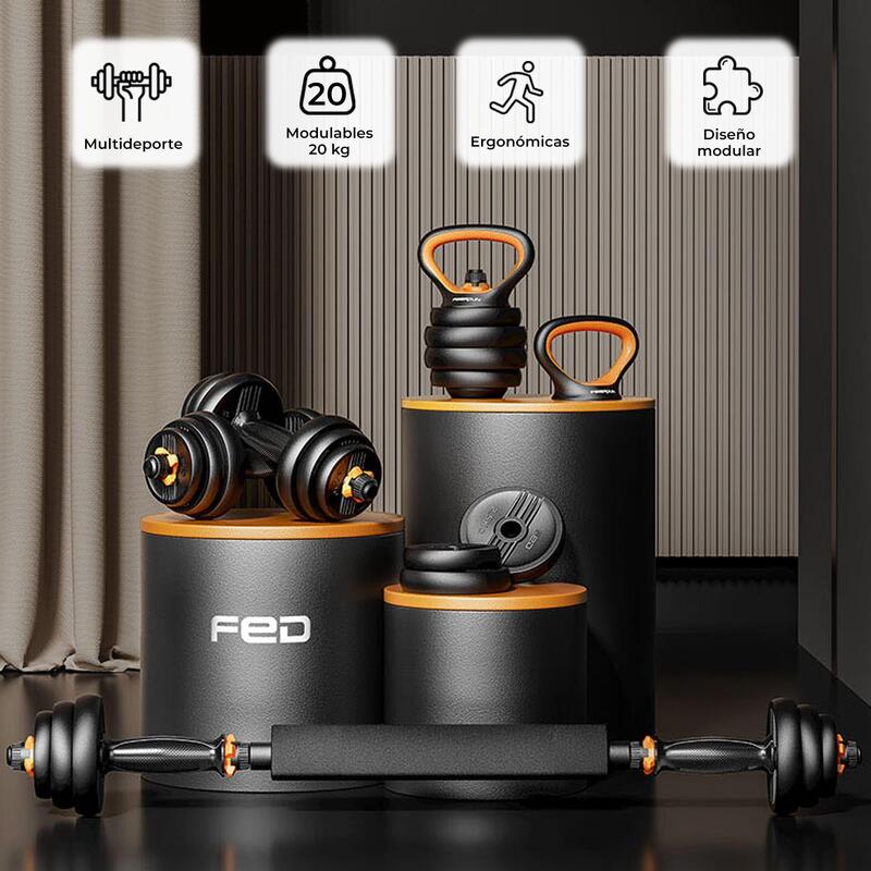 Kit haltère + barre + kettlebell + capteur Xiaomi Fed V2 20kg