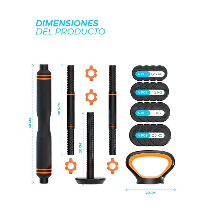 Pesos conectados 30kg halteres + barra + pesos + app Xiaomi Fed