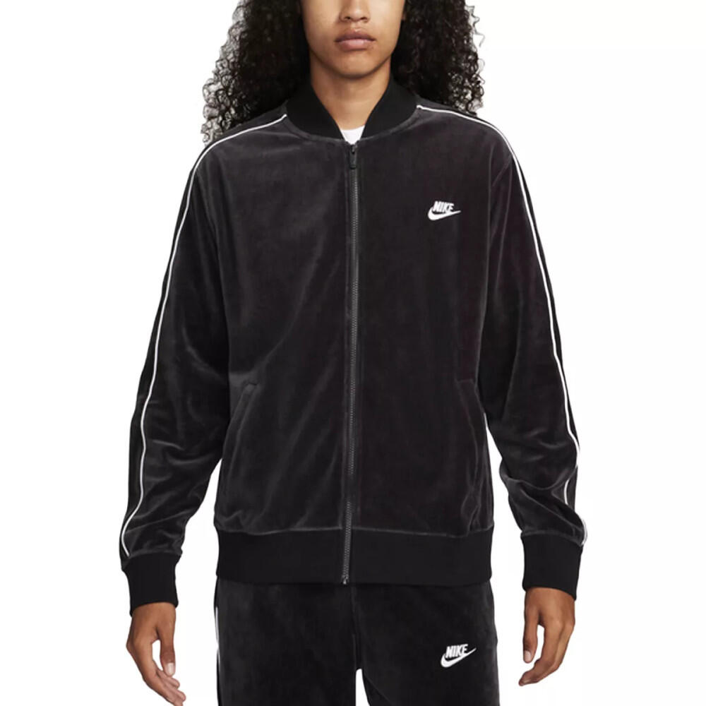 Nike - Veste De Survêtement Nike Nsw Club Velour - Sweat Zippé - Blanc|noir - 36 Xs - Decathlon