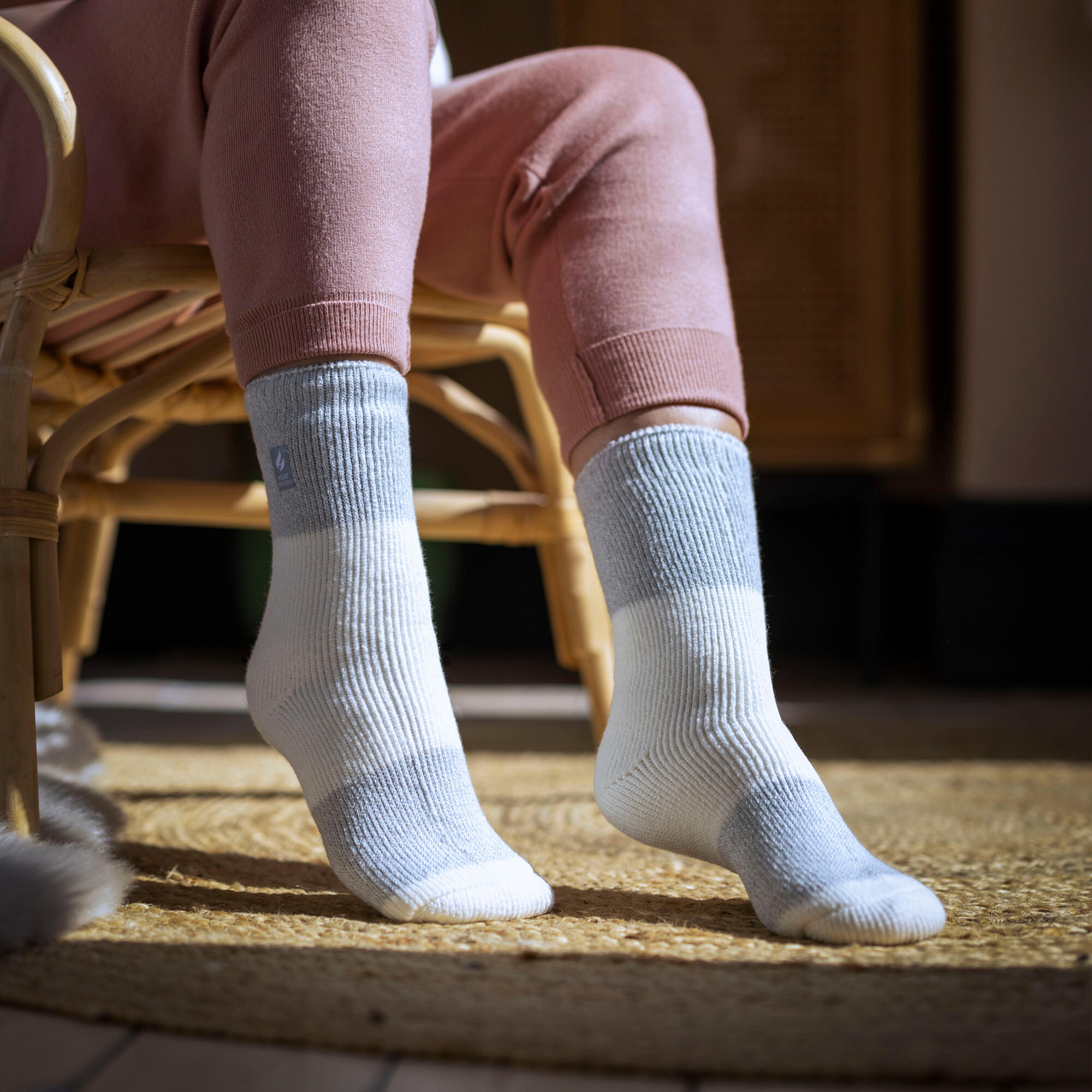 Ladies Wide Stripe Patterned Thermal Socks for Winter 4/6