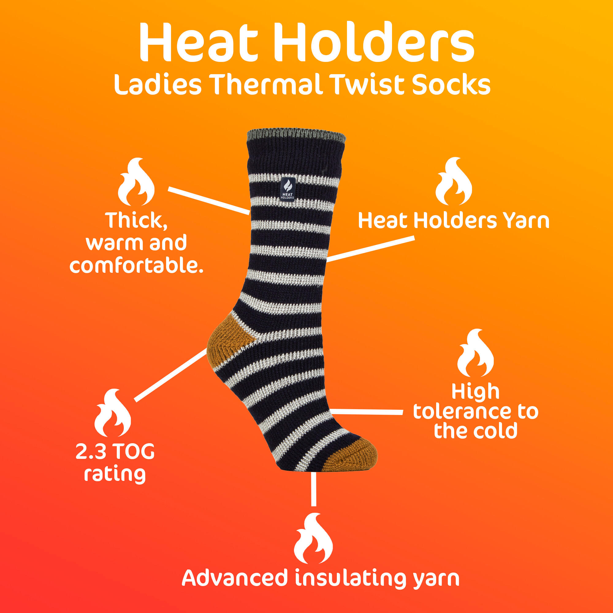 Heat Holders Amara Thermal Striped Two-Tone Socks 6/6