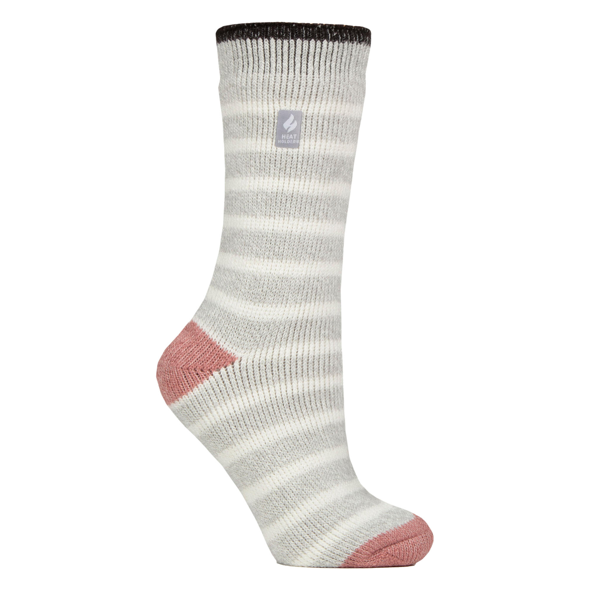 HEAT HOLDERS Ladies Amara Two Tone Stripe Patterned Thermal Socks