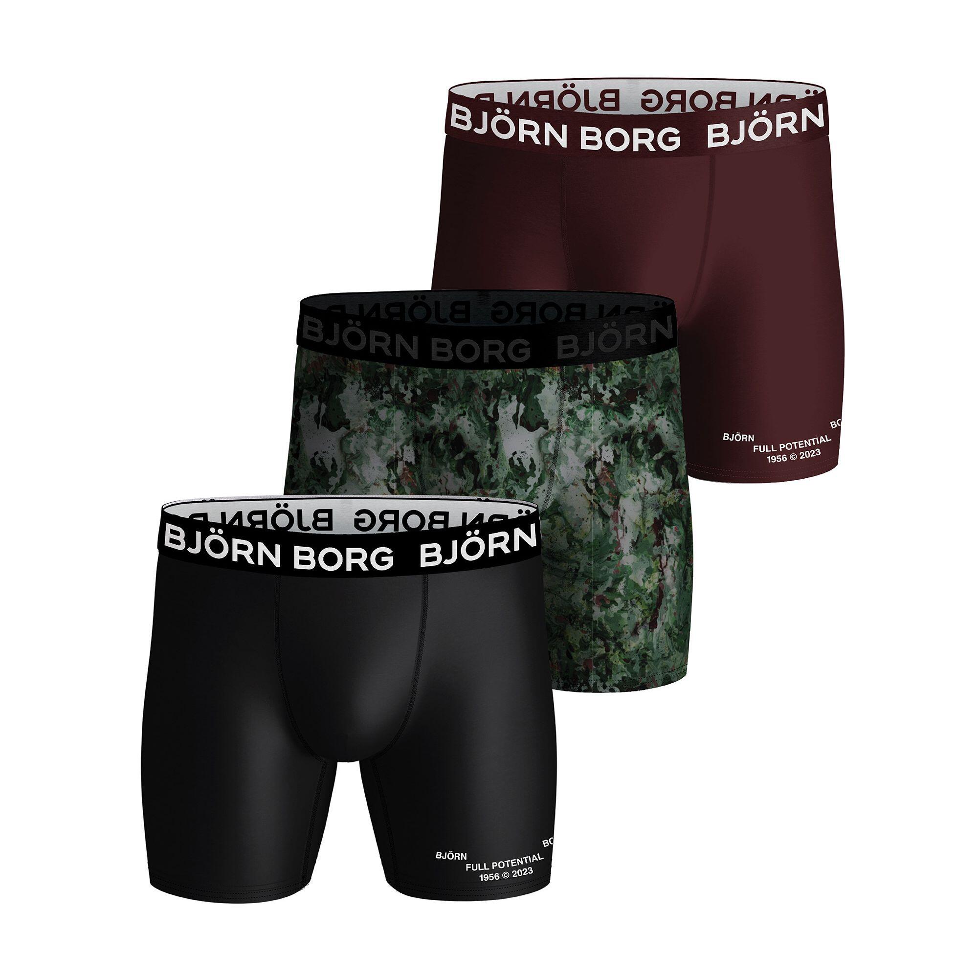 BJORN BORG 3 Pack Mens Designer Band Sports Performance Boxer Shorts