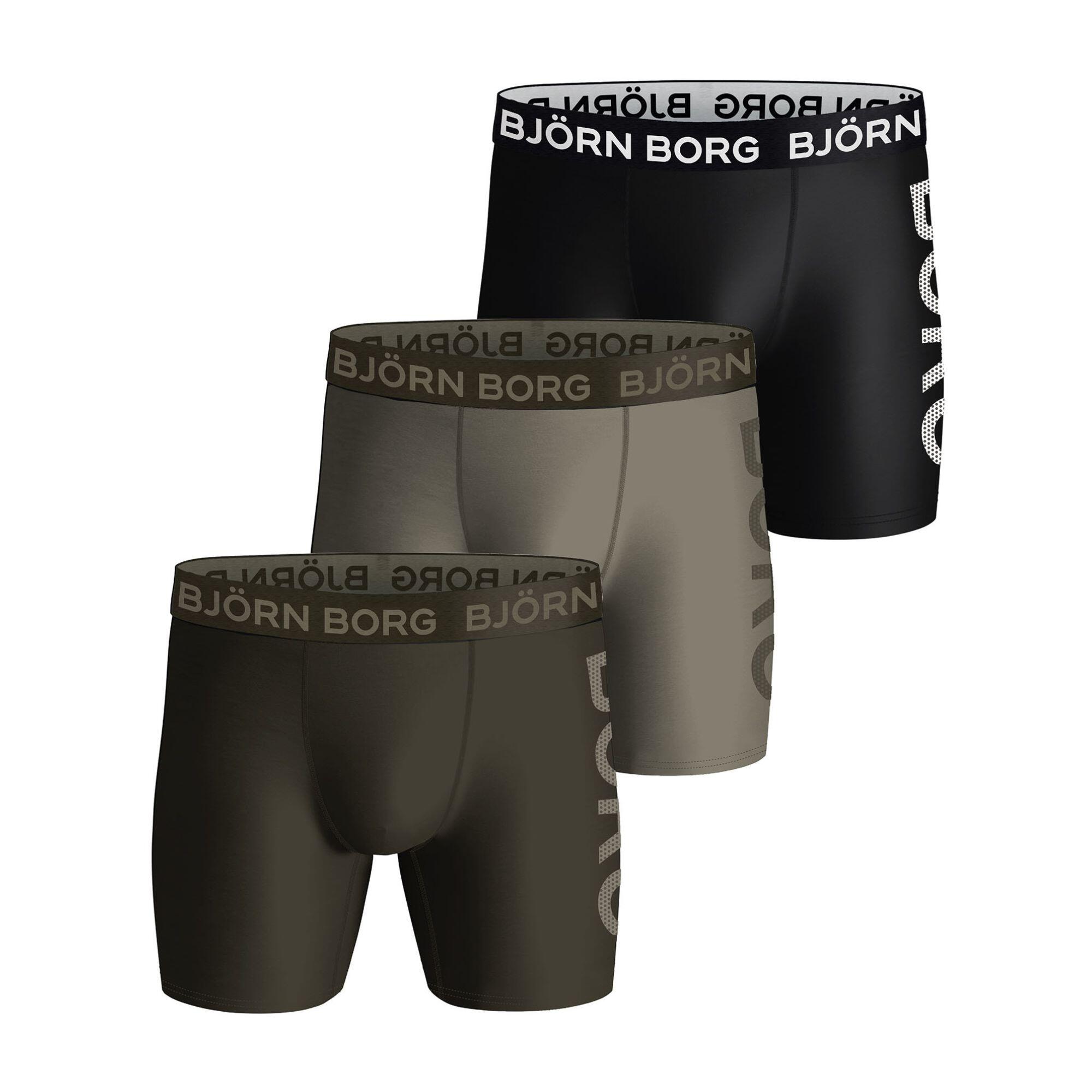 BJORN BORG 3 Pack Mens Designer Band Sports Performance Boxer Shorts