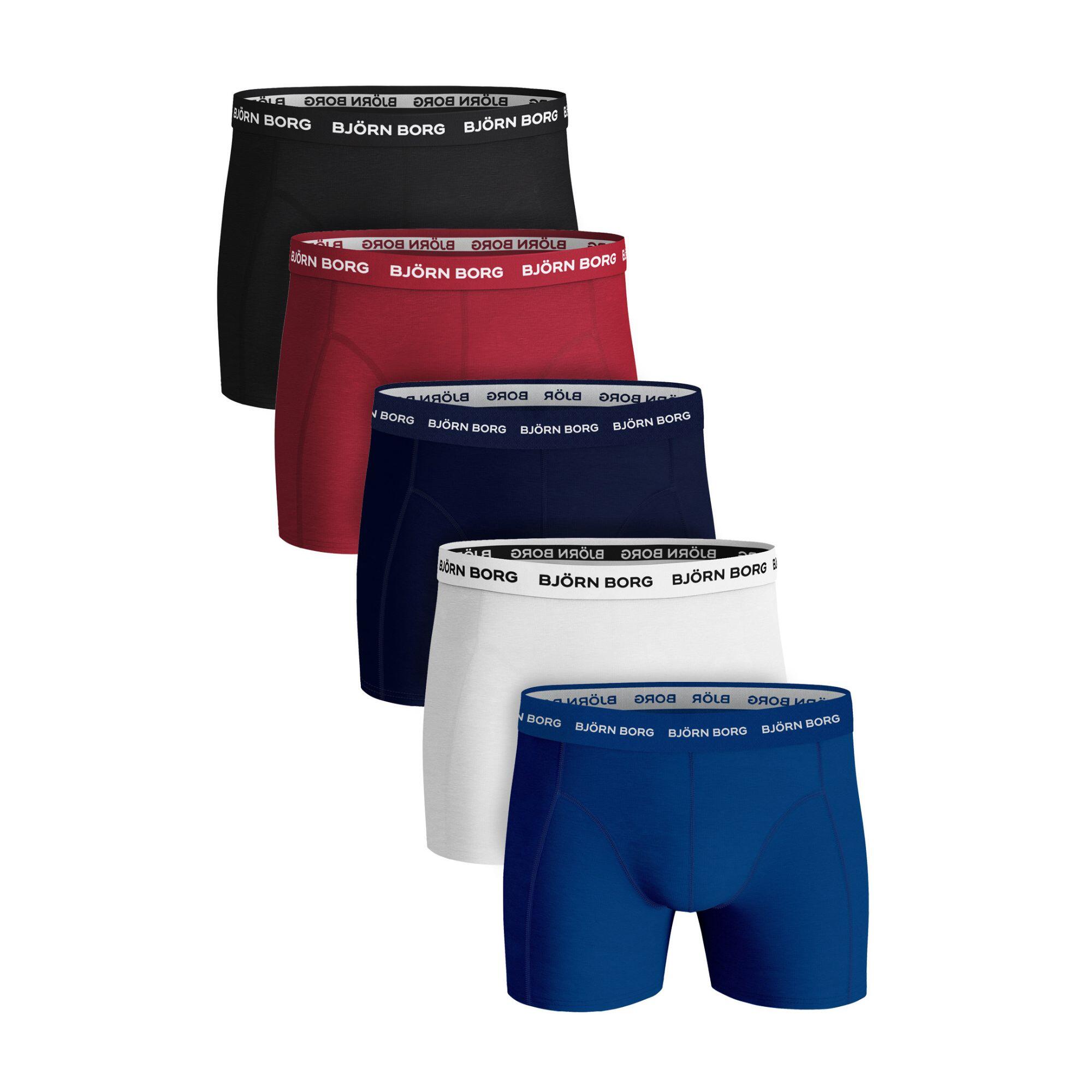 BJORN BORG 5 Pack Mens Designer Band Cotton Boxer Shorts