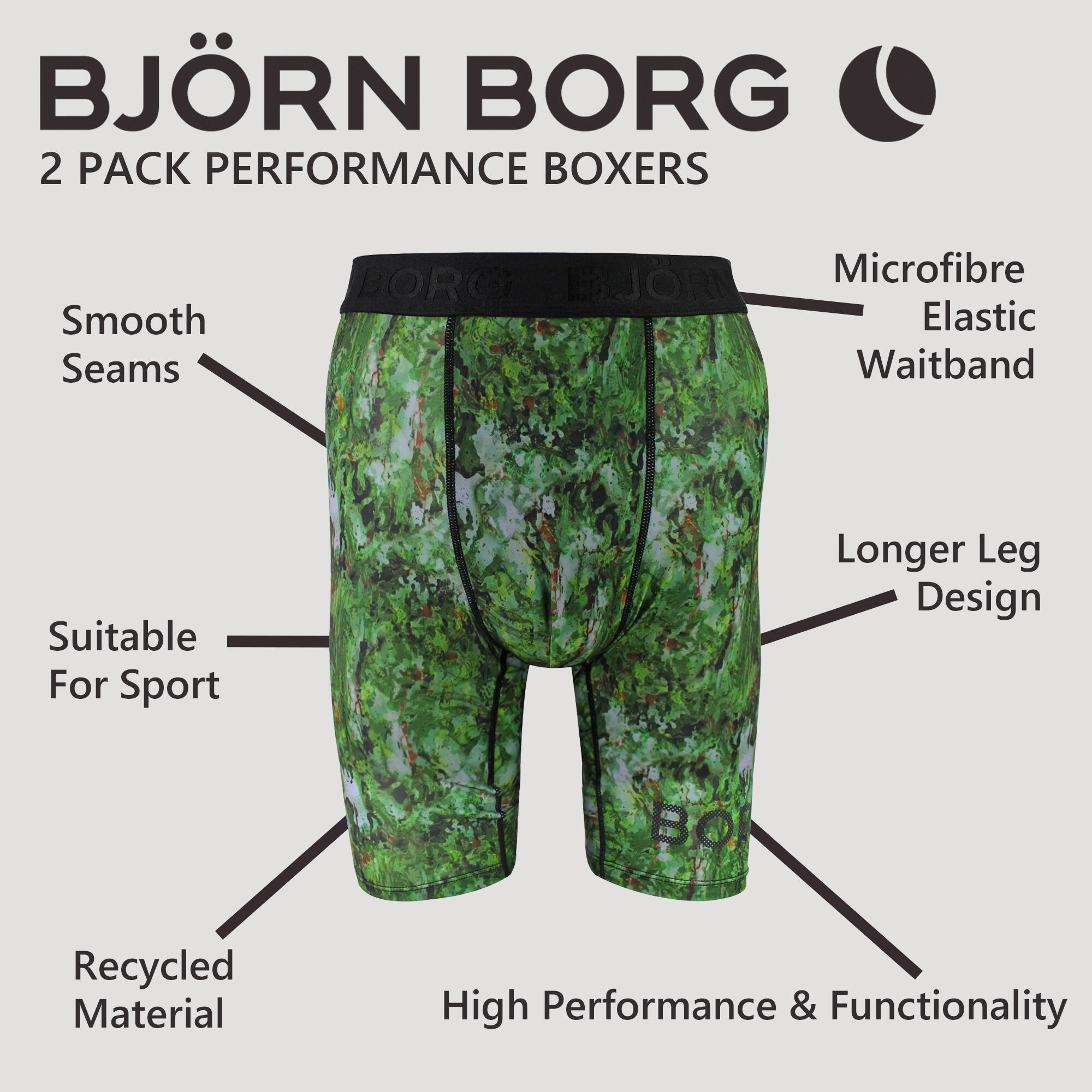 2 Pack Performance Moisture-Wicking Boxers with Long Leg for Men 6/6