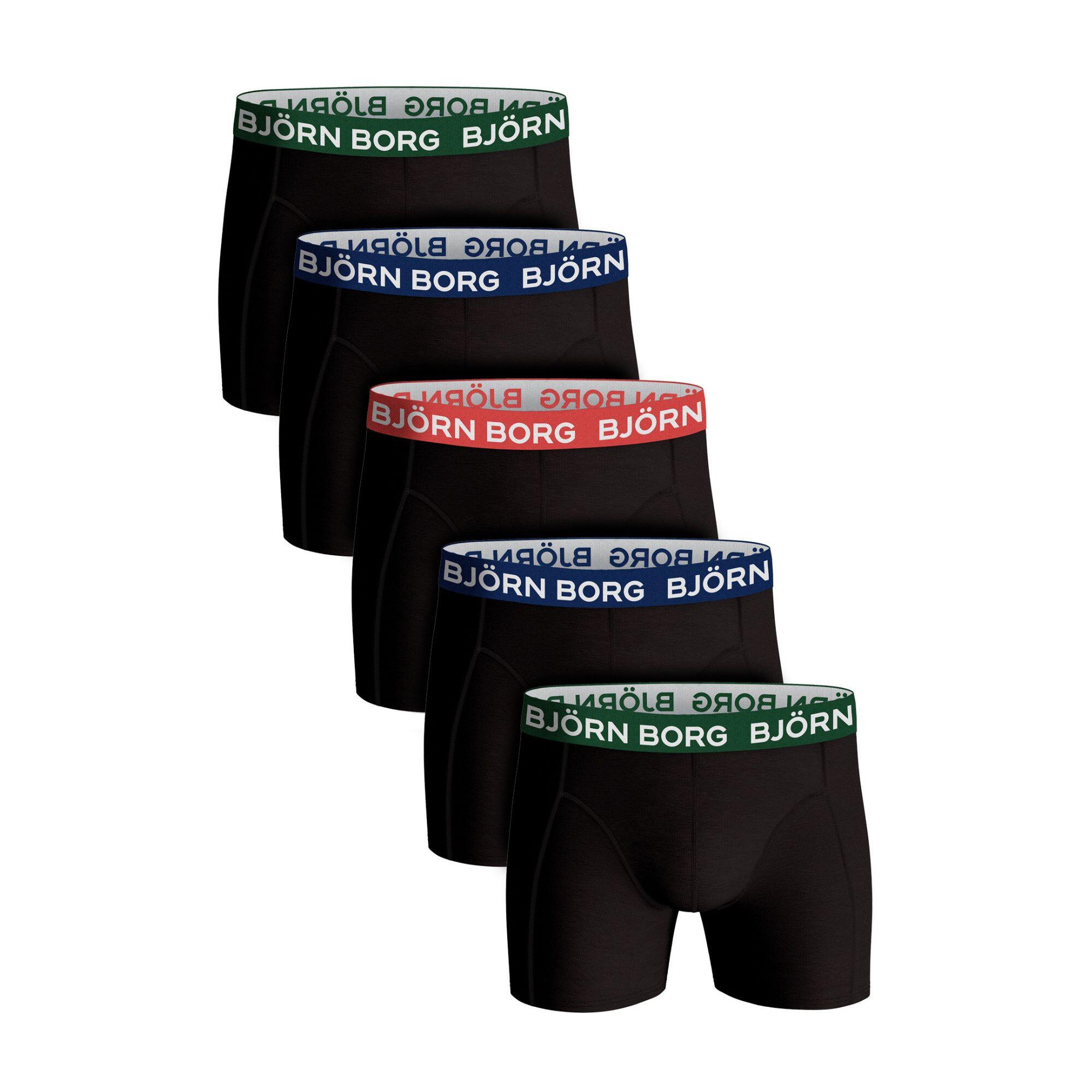 BJORN BORG 5 Pack Mens Designer Band Cotton Boxer Shorts