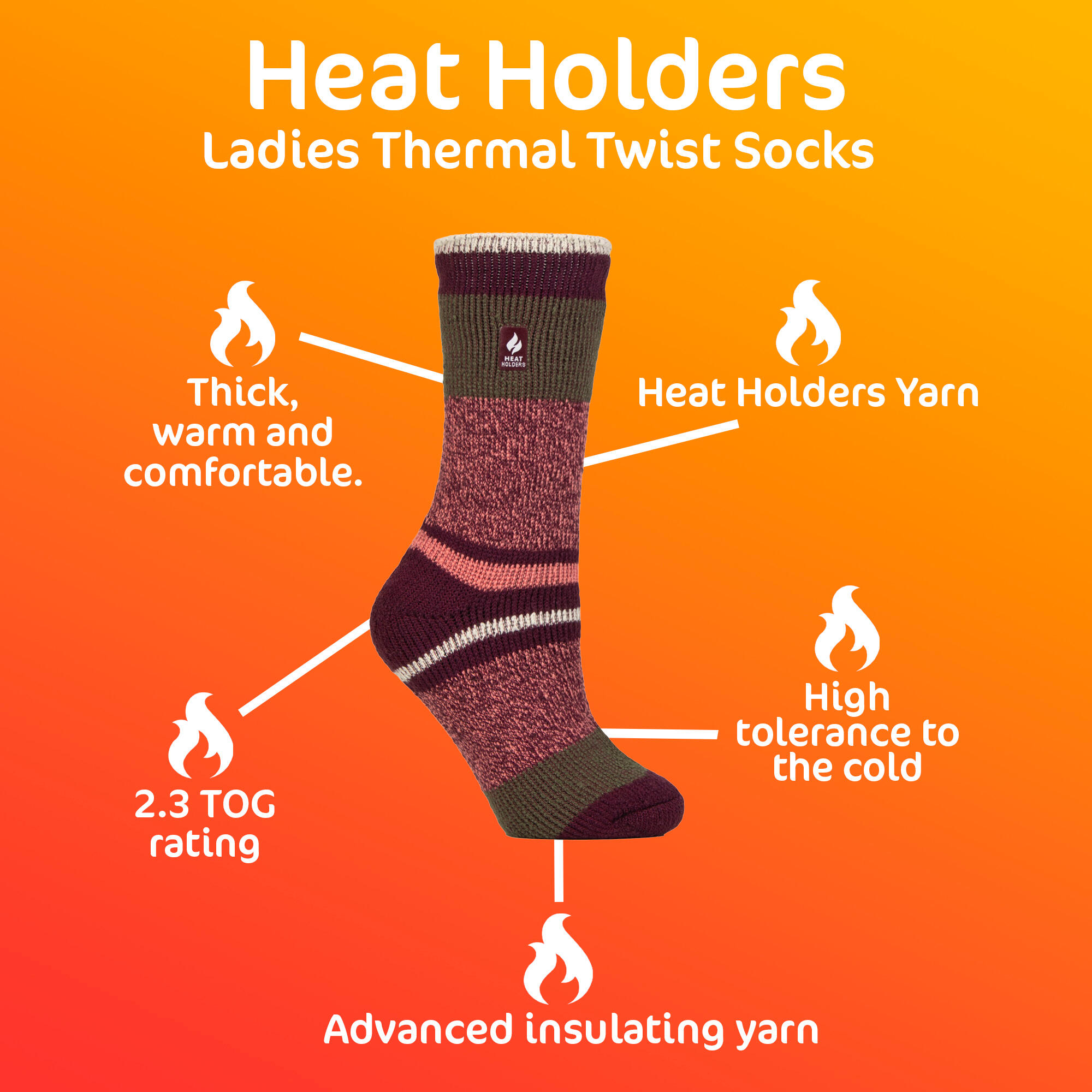 point6 37,5 Chaussettes de randonnée mixtes à rayures légères