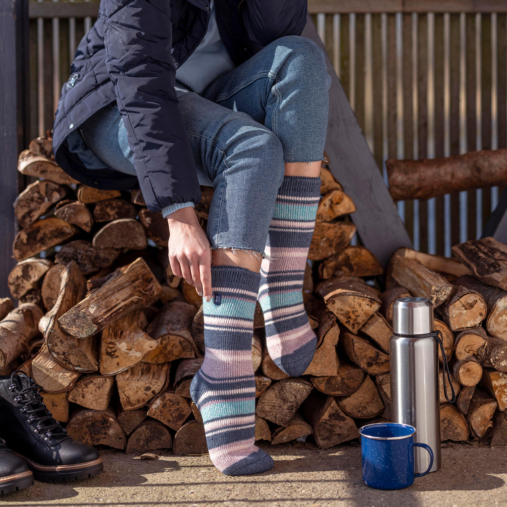 HEAT HOLDERS - Uomo Invernali Calde Termiche Qualita Calze per Dormire (Carbone (Lumi), 39-45 EU