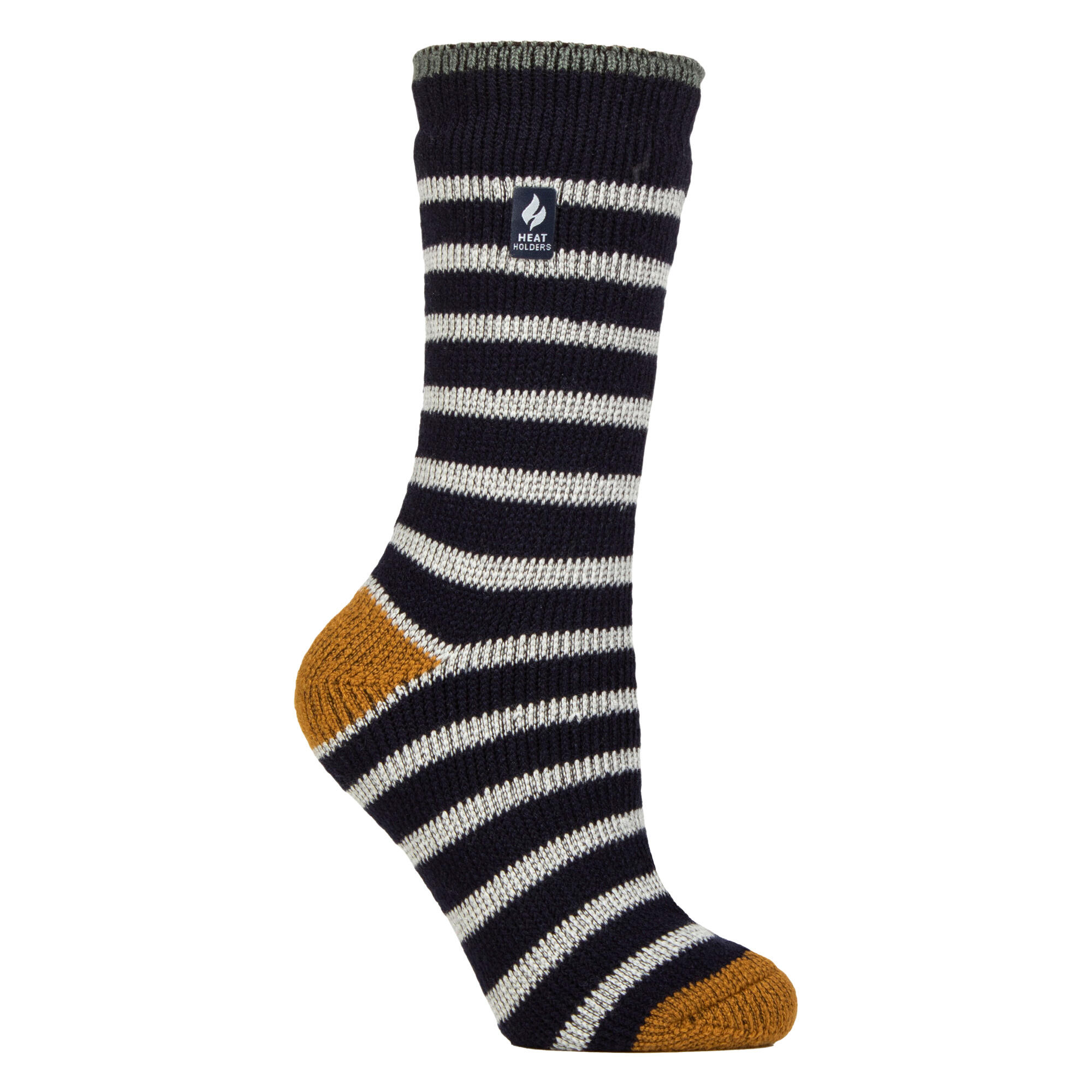 HEAT HOLDERS Ladies Amara Two Tone Stripe Patterned Thermal Socks
