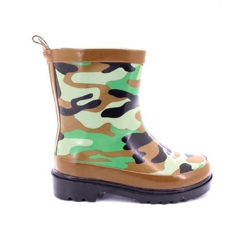 Camouflage Gummistiefel Kinder Grün/Braun/Schwarz 3/4