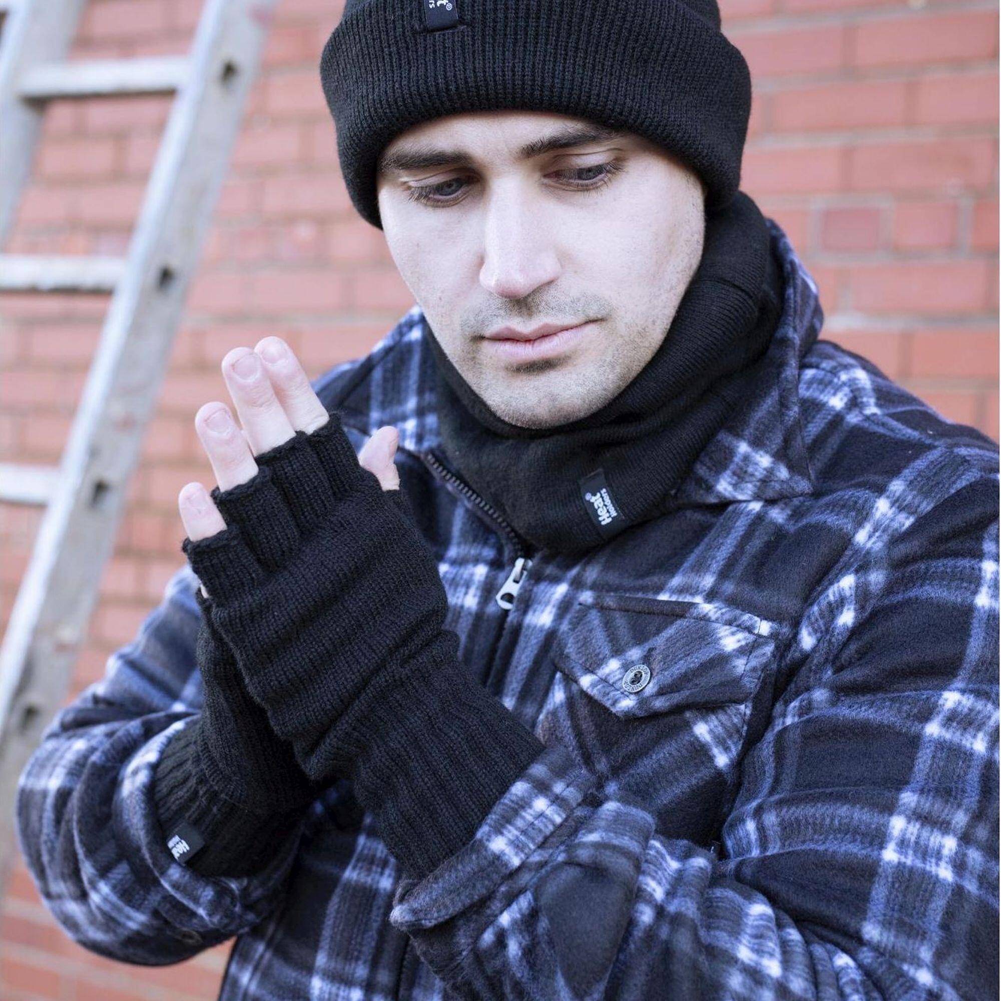 Heat Holders - Guanti lunghi con pompon per uomo per l'inverno 5/6