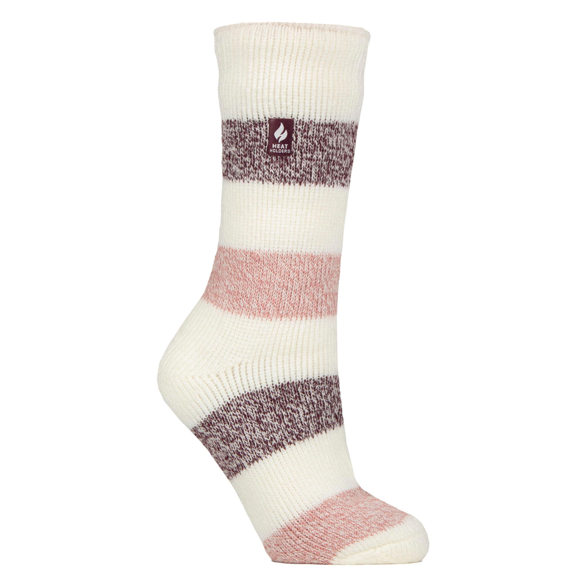 HEAT HOLDERS Ladies Wide Stripe Patterned Thermal Socks for Winter