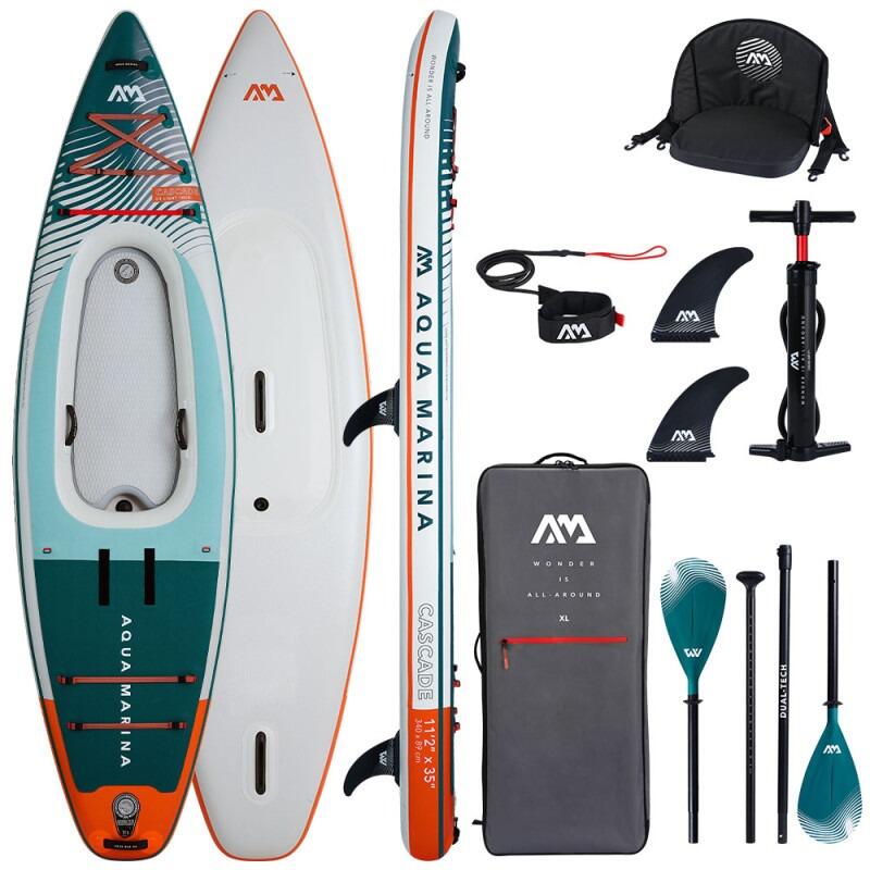 Aqua Marina - Paddle Kayak Gonflable Aqua Marina Cascade 11.2 1personne - Planche De Stand Up Paddle - Bleu|gris|orange - Decathlon