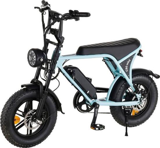 mini fat bike ouxi C80 elektrische fiets licht blauw