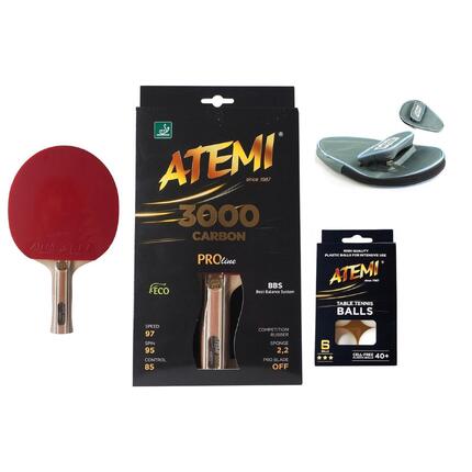 Rakietka do tenisa stołowego Atemi 3000 AN + pokrowiec + piłeczki Atemi***