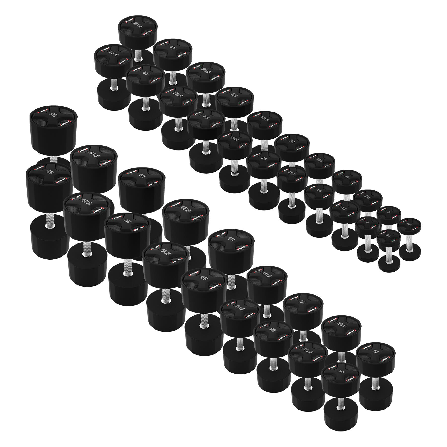 CPU POLYURETHAAN halterset 2 x 27,5 - 37,5 KG HPC SET - 325 KG HMS 2/7