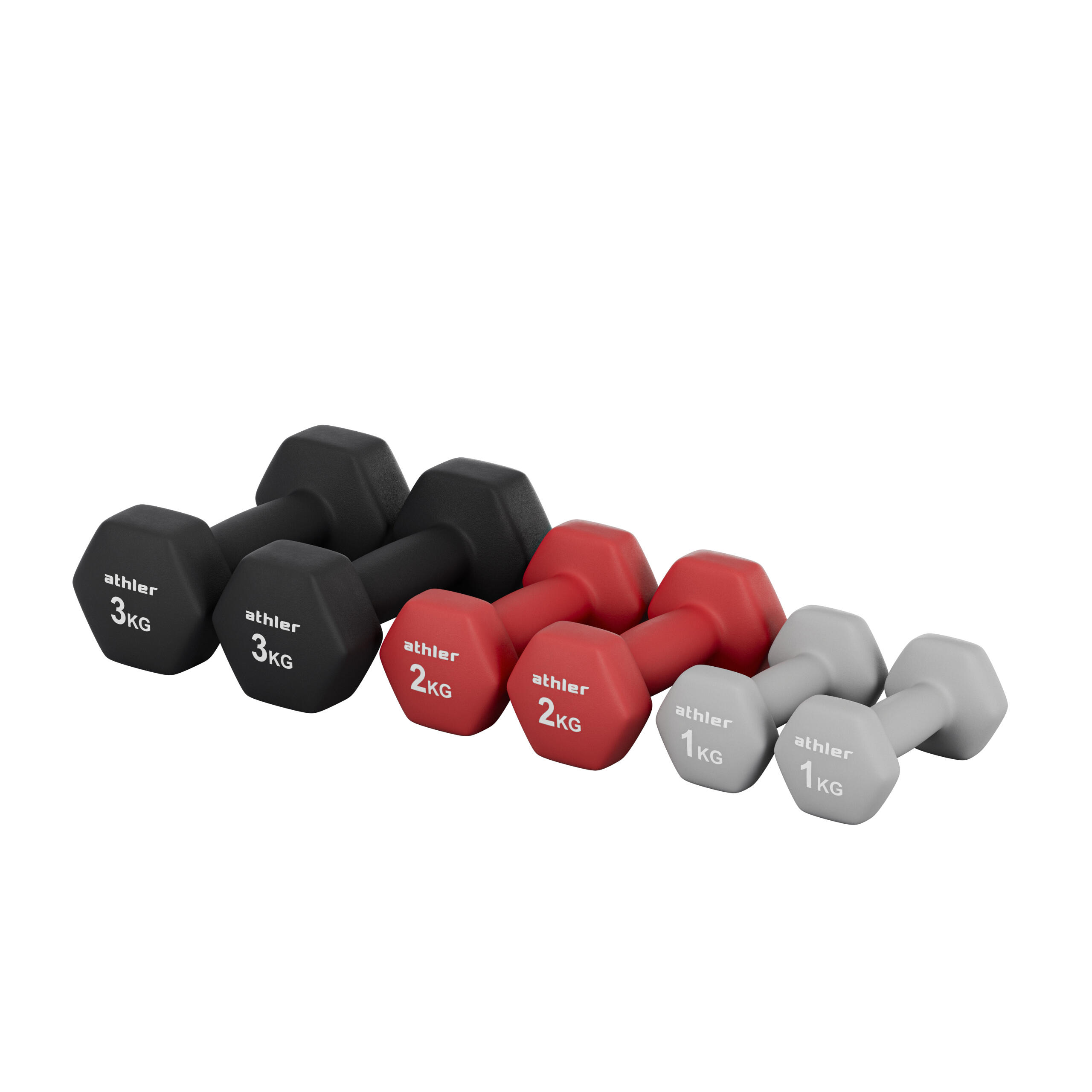 Kurzhantelset - Hanteln mit Ständer Fitness Lion 10 Athler Neopren-Hanteln 12kg 6/7