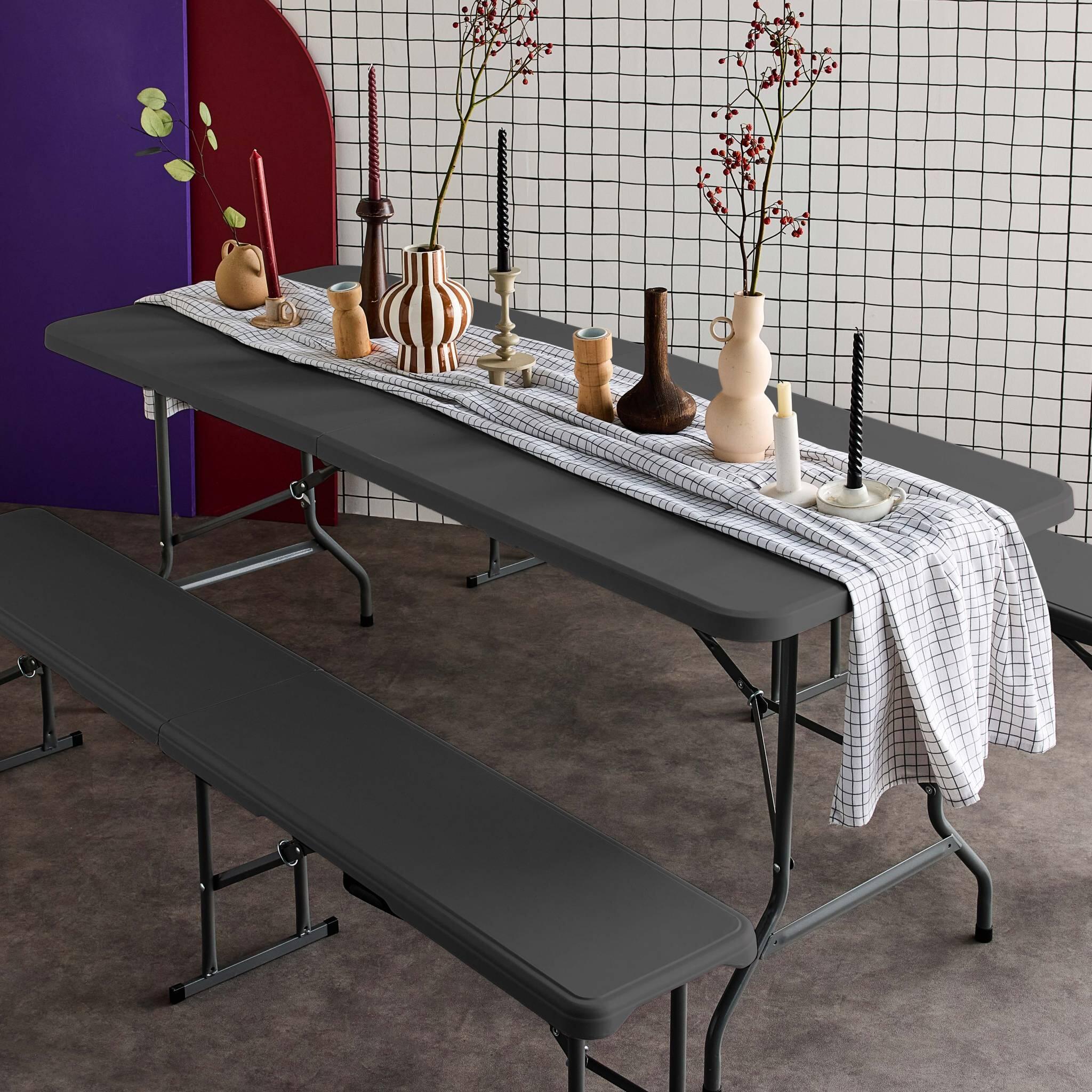 Set de table et bancs de réception, gris foncé | sweeek 3/6