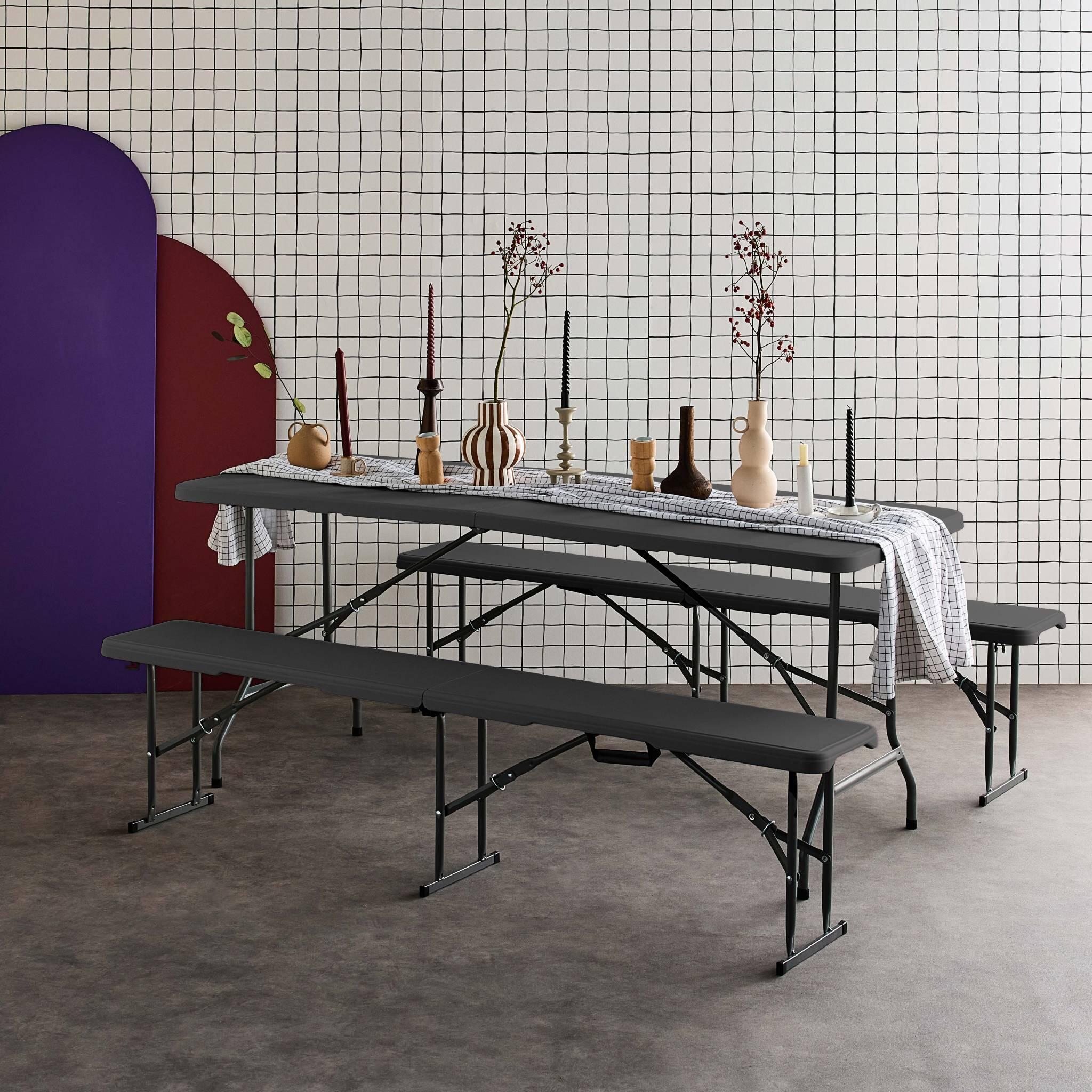 Set de table et bancs de réception, gris foncé | sweeek 2/6