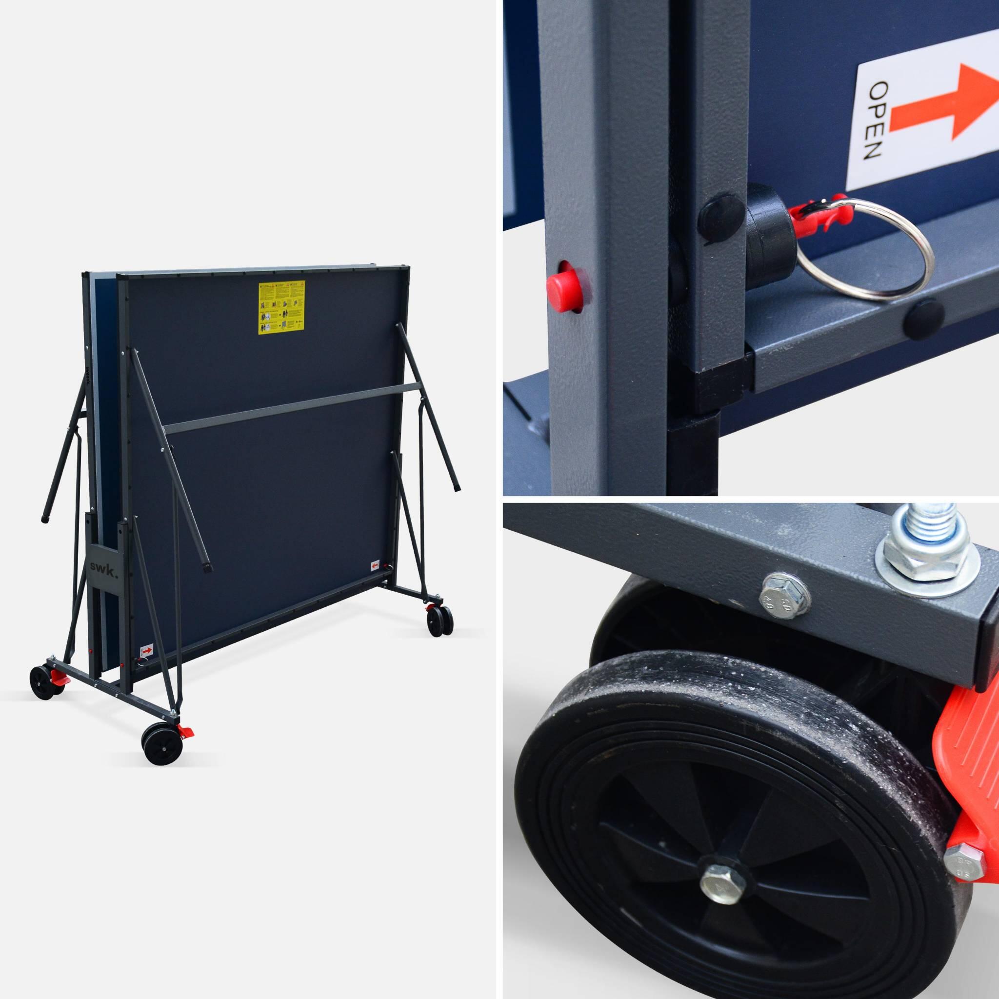 Mesa de ping pong dobrável interior com 4 raquetes e 6 bolas, 274cm, Azul 5/5