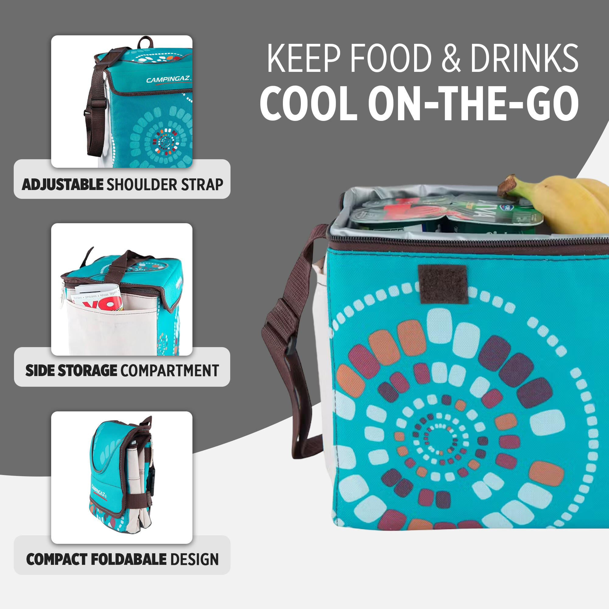 Ethnic MiniMaxi 4L Soft Foldable Cooler collapsible cooler bag, insulated lunch bag 9 hours Cooling Performance