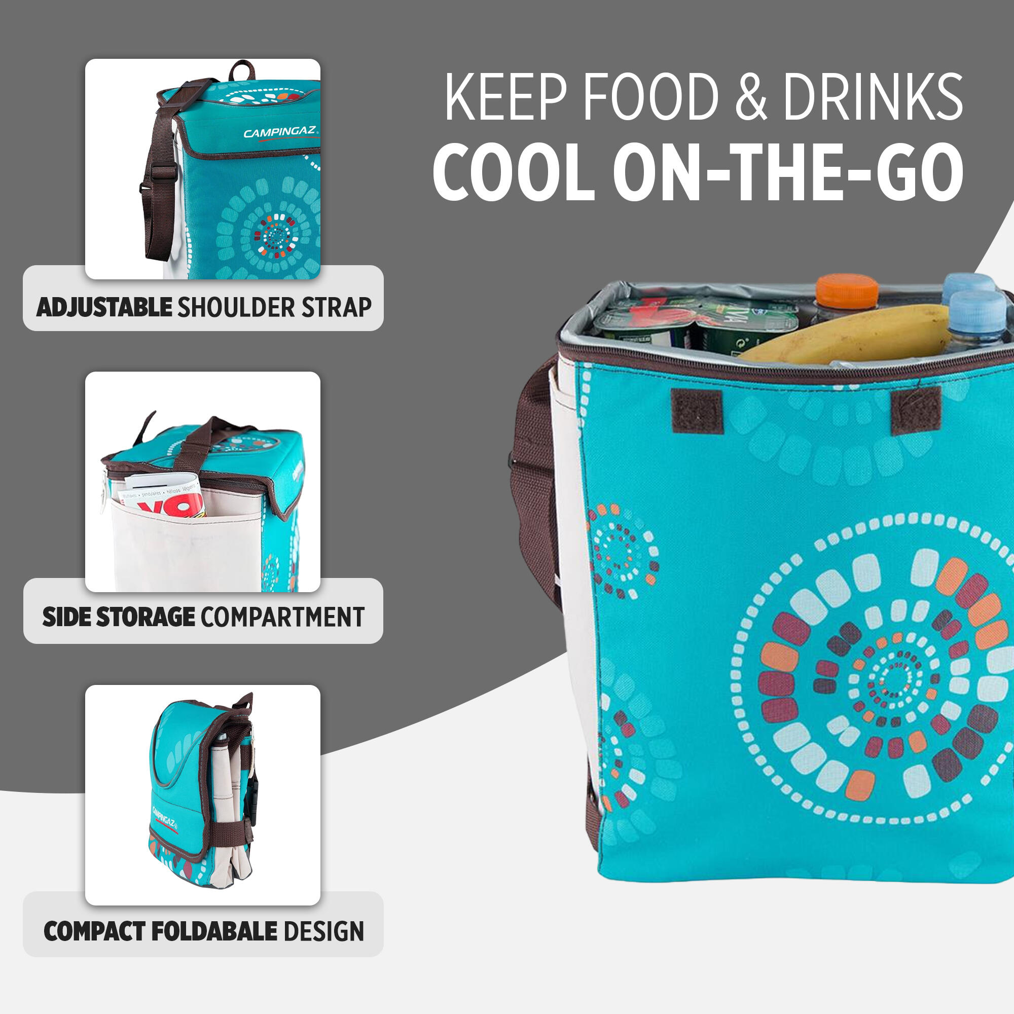 Ethnic MiniMaxi 19L Soft Foldable Cooler collapsible cooler bag, insulated lunch bag 12 hours Cooling Performance