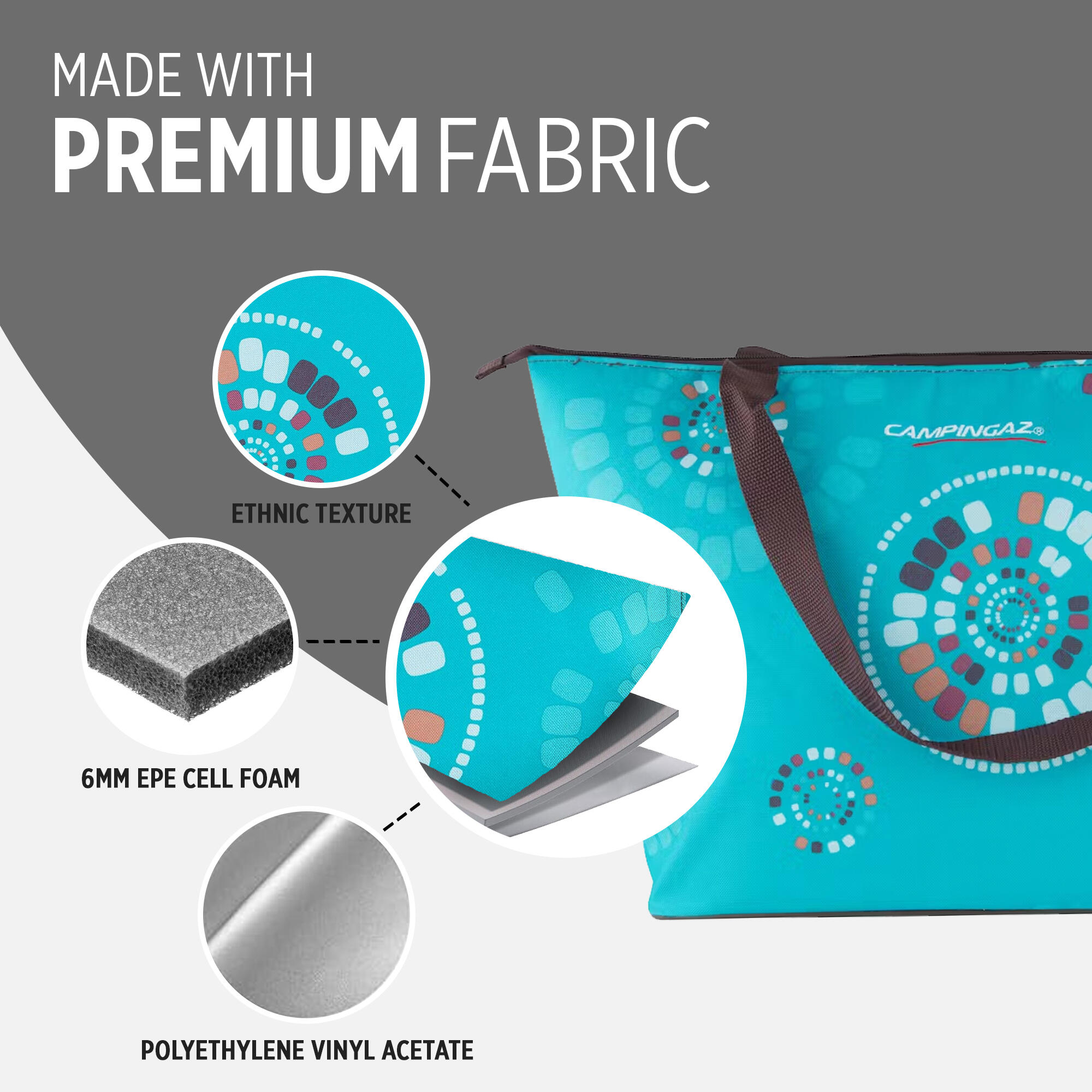 Ethnic Minimaxi Shopping 15L Soft Foldable Cooler Bag, insulated 10 hours Cooling Performance