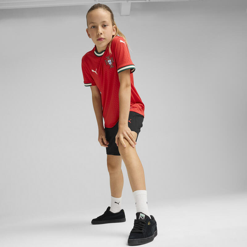 Portugal 2025 Home Jersey Youth PUMA Sport Red Sugared Almond Beige