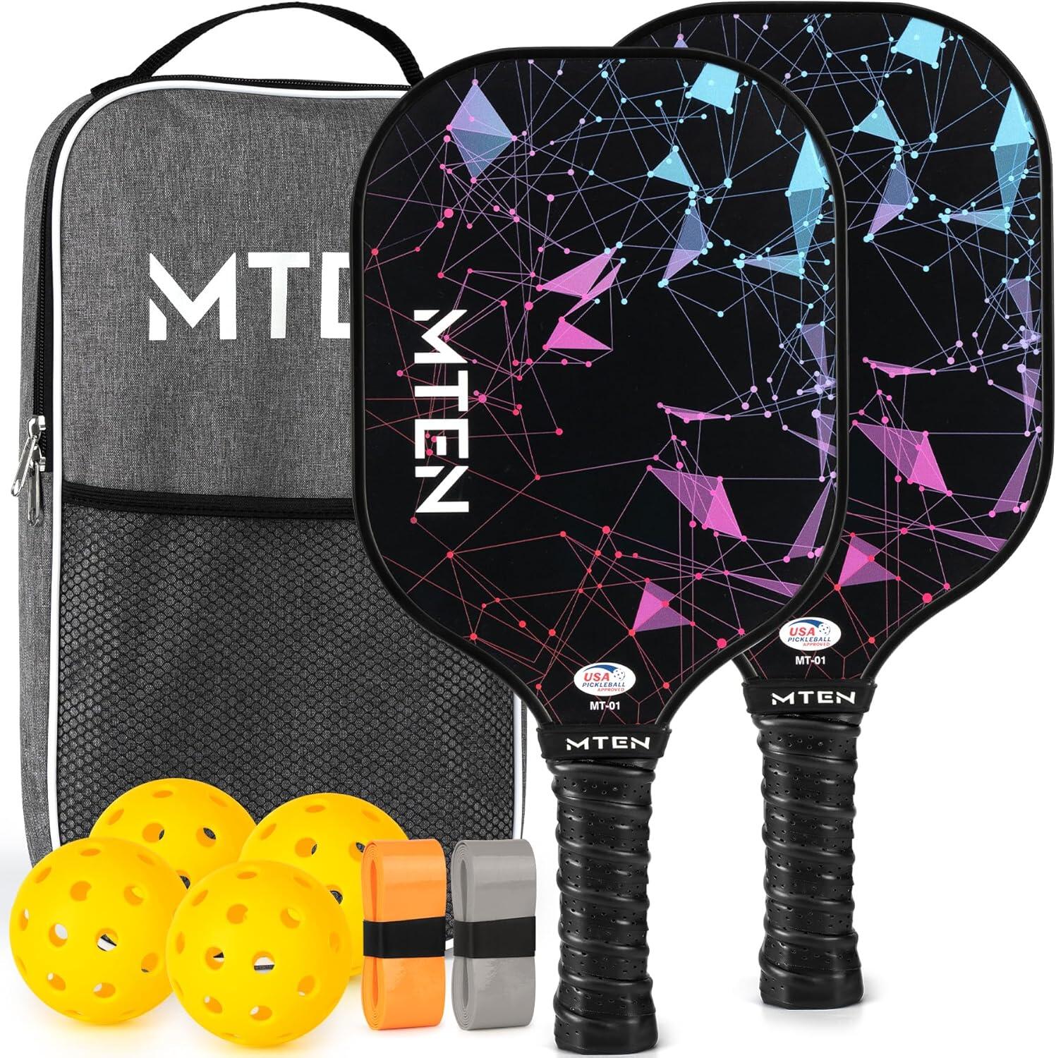 MTEN Pickleball Paddles Set [USAPA Approved] - Black