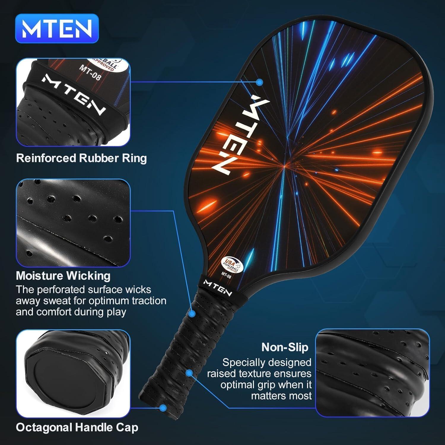 MTEN Pickleball 4P Paddles Set [USAPA Approved] - Mixed Colour