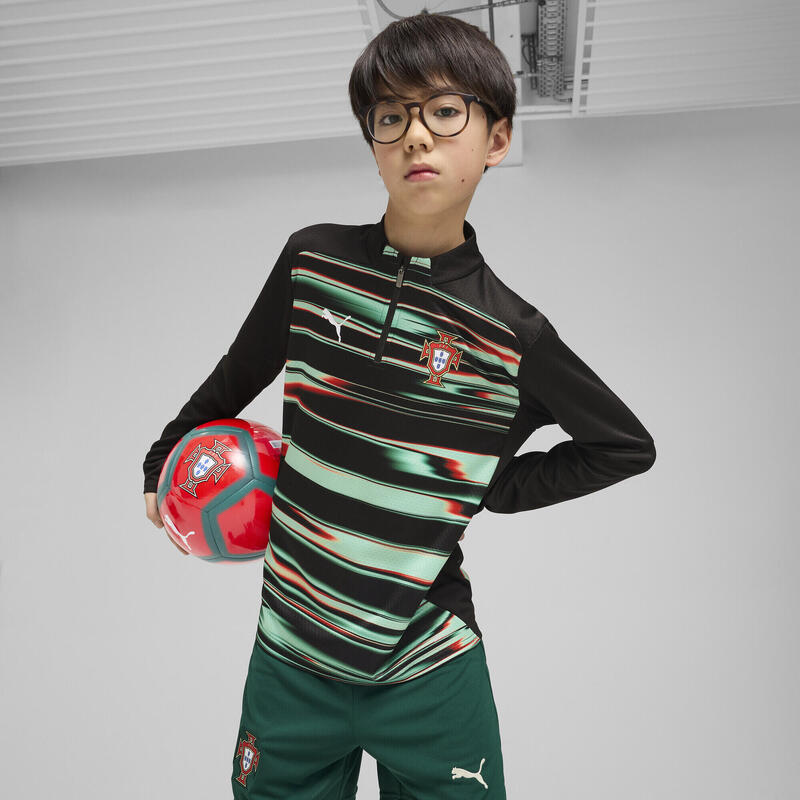 Dětská mikina s krátkým zipem Portugal pro mládež PUMA Black White