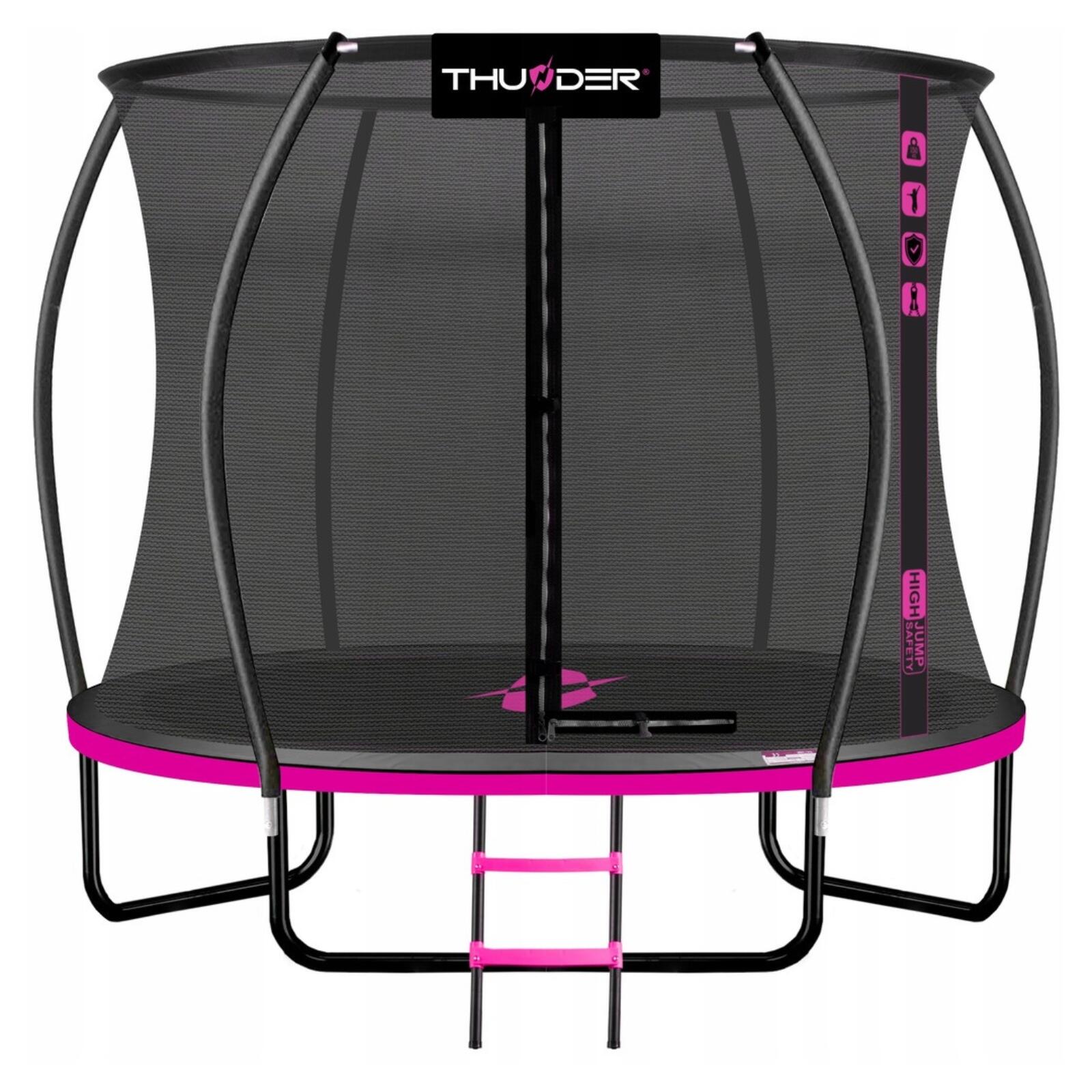 Thunder Superb trampolim de superestrutura rosa redondo (Ø305 cm) com rede