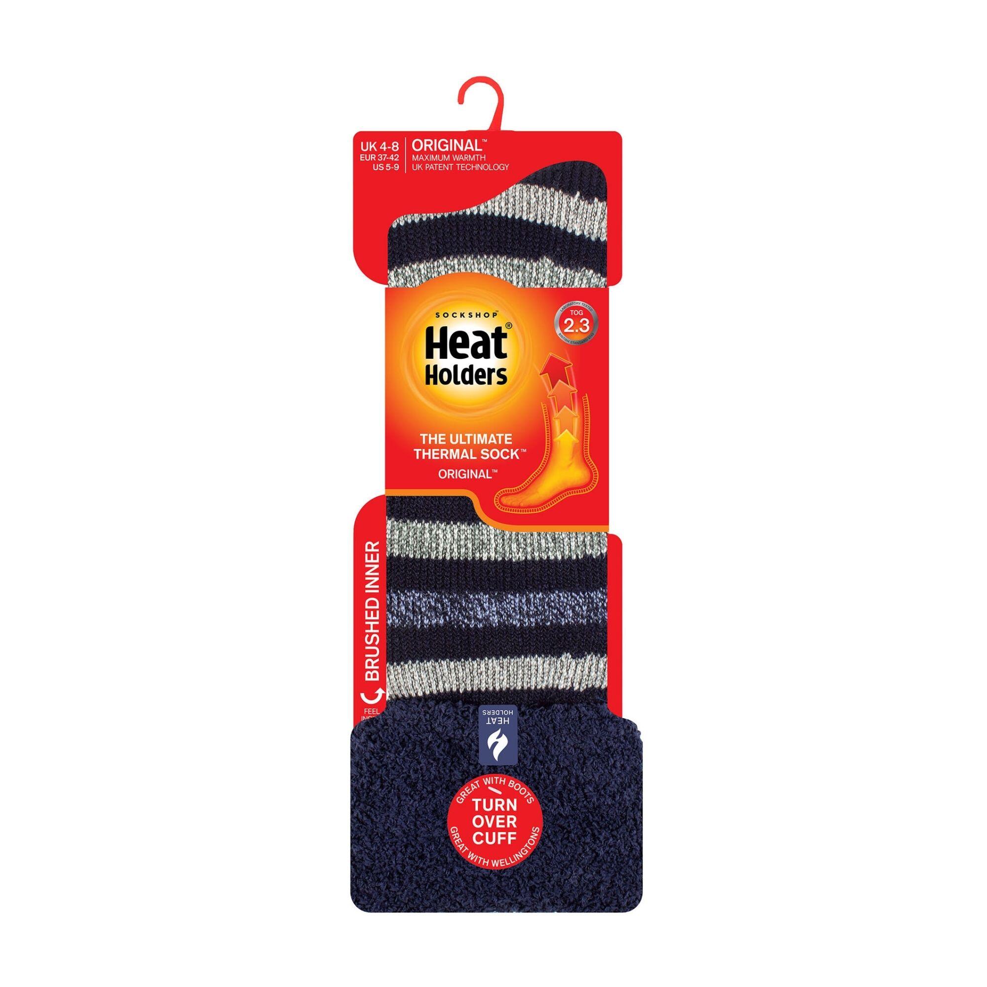 Ladies Multicoloured Striped Patterned Long Wellington Boot Thermal Socks 2/6