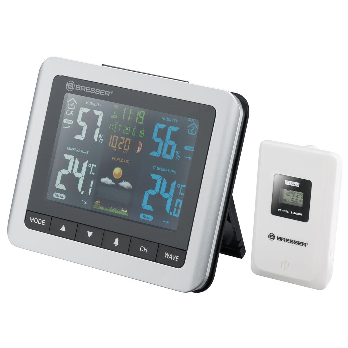 Station météorologique Bresser avec affichage multicolore MeteoTemp WTM 3/4