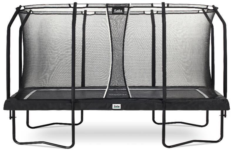 SALTA 13ft x 8ft Salta Black Rectangular Premium Trampoline with Enclosure