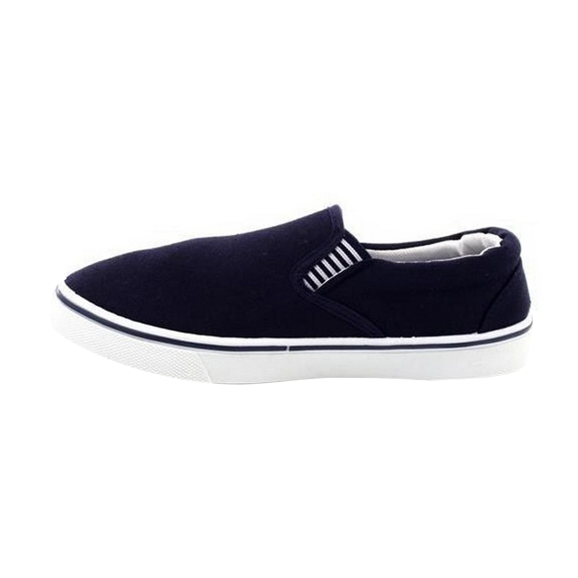 Mens Gusset Casual Canvas Yachting Shoes (Navy Blue) 2/5