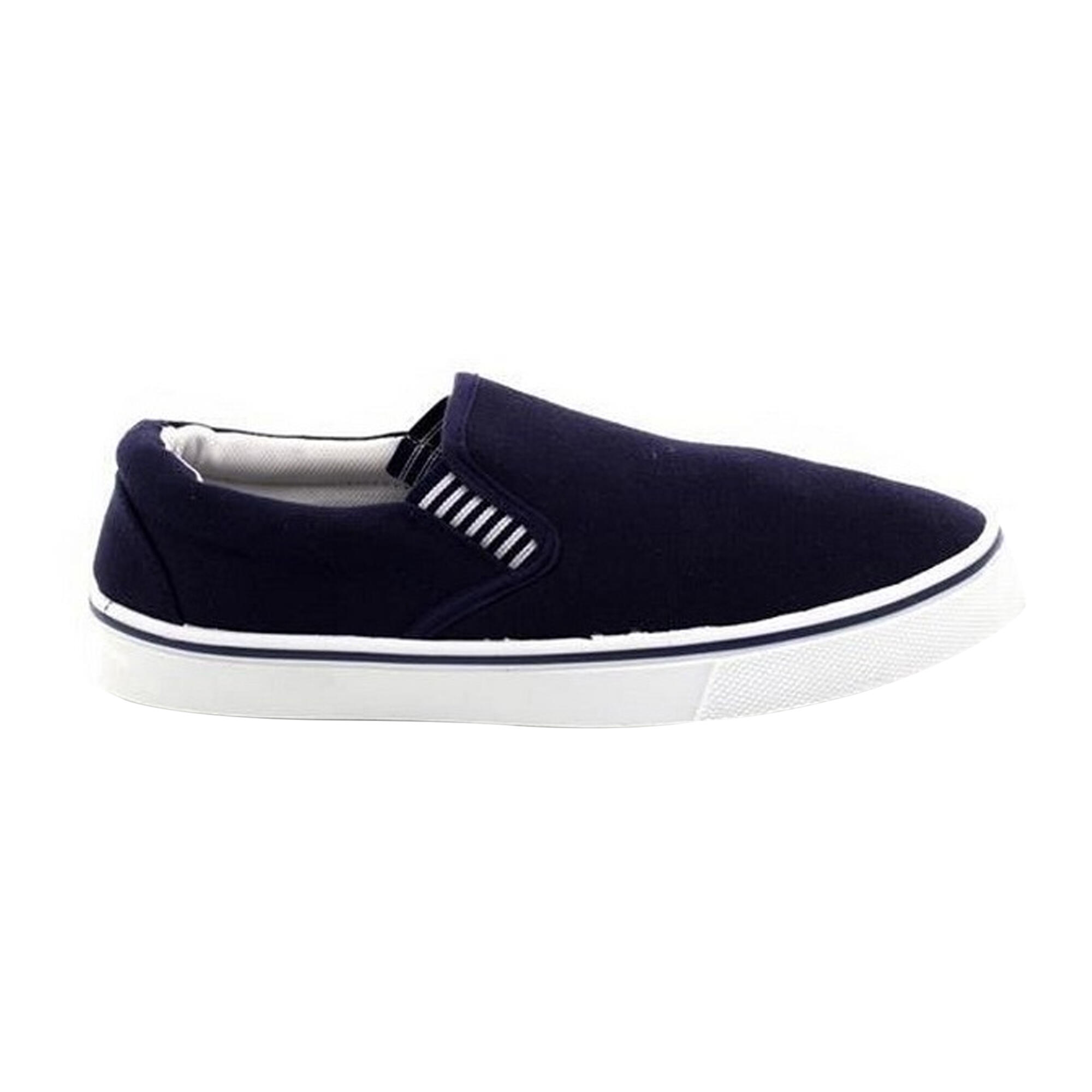 Mens Gusset Casual Canvas Yachting Shoes (Navy Blue) 3/5