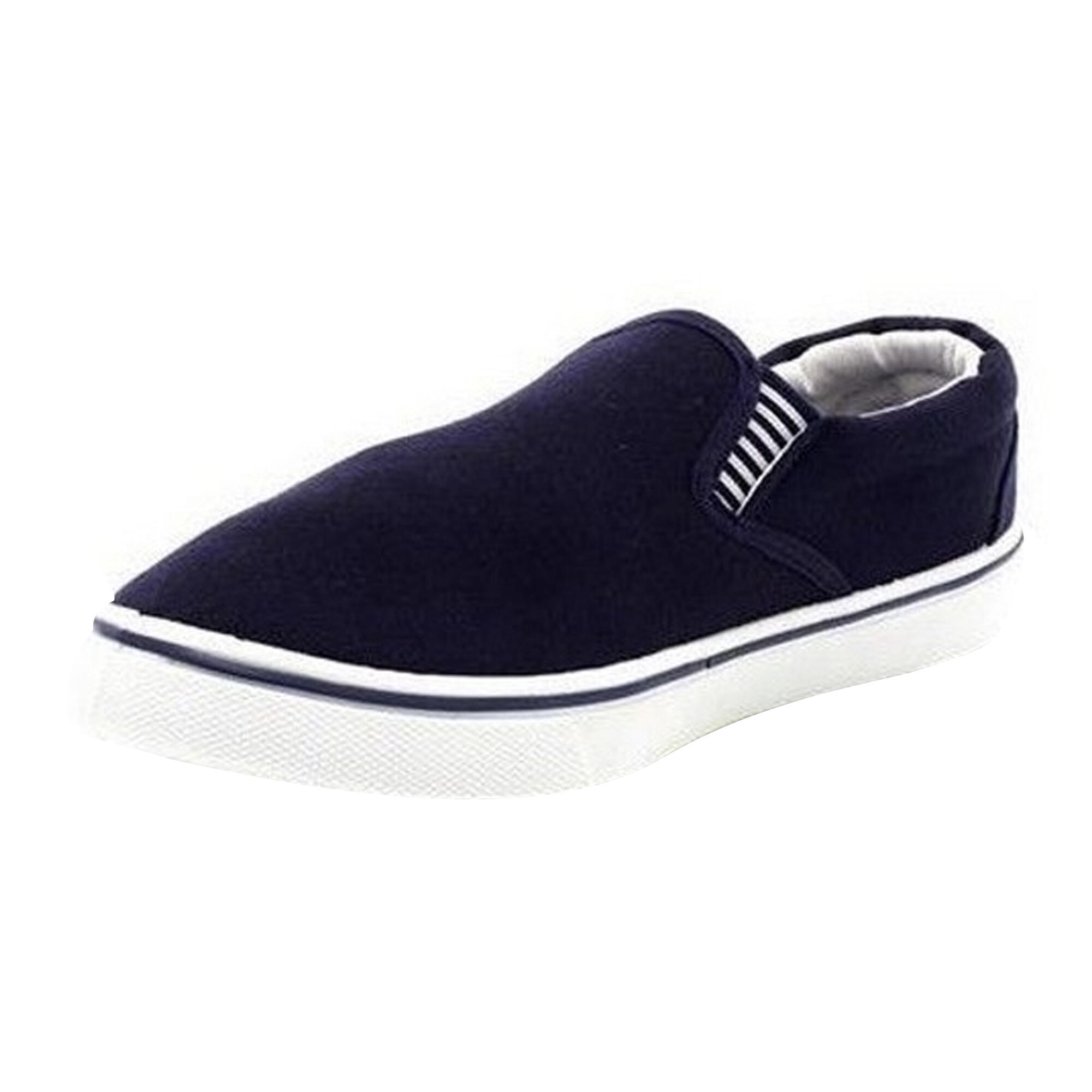 Mens Gusset Casual Canvas Yachting Shoes (Navy Blue) 4/5