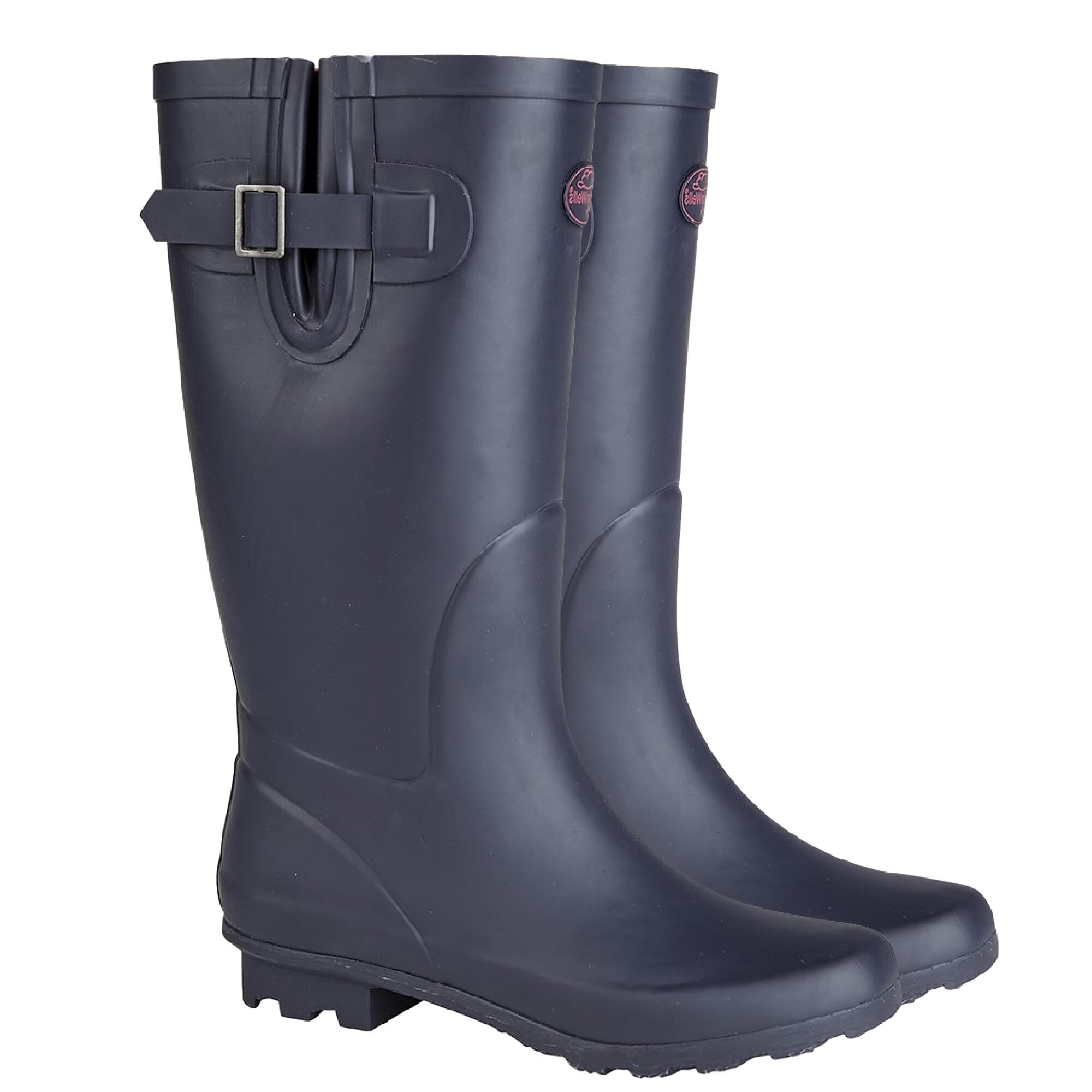Womens/Ladies Plain Wellington Boots (Navy/Red) 2/2