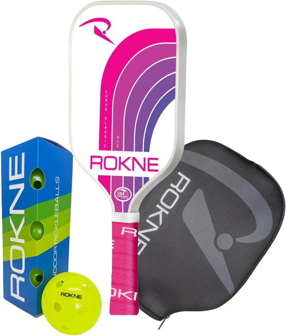 ROKNE PICKLEBALL ROKNE Curve Classic ACE Pickleball Paddle, Cover & Balls