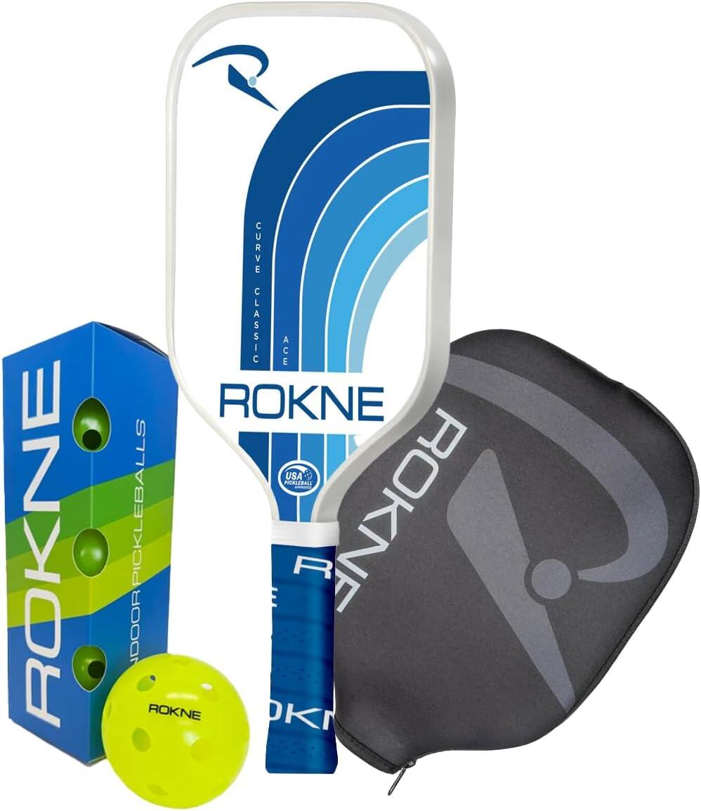 ROKNE PICKLEBALL ROKNE Curve Classic ACE Pickleball Paddle, Cover & Balls