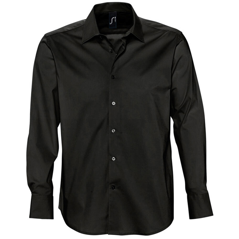 Brighton Camicia Maniche Lunghe Da Lavoro Uomo SOLS Nero 4/5