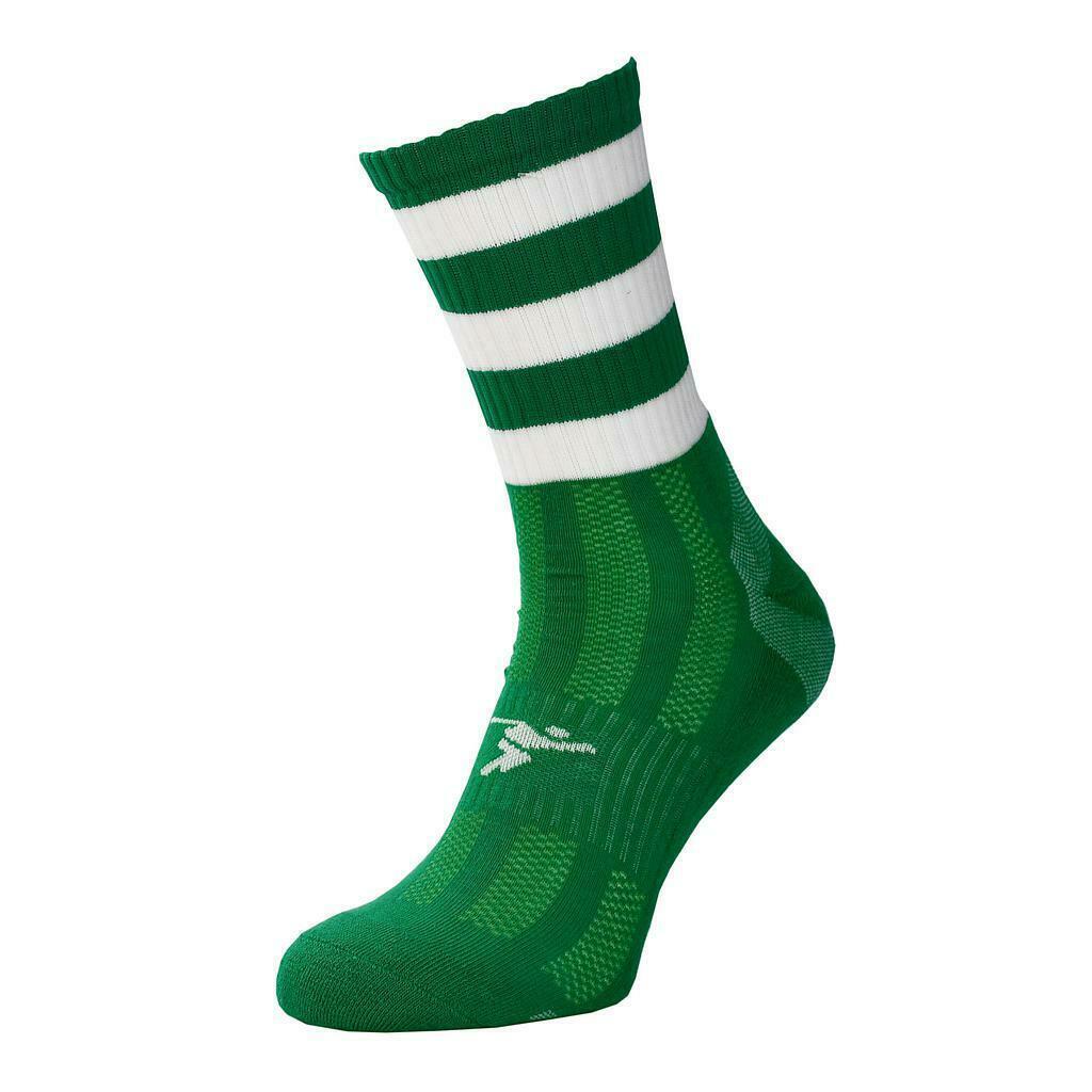 PRECISION Childrens/Kids Pro Hooped Football Socks (Green/White)