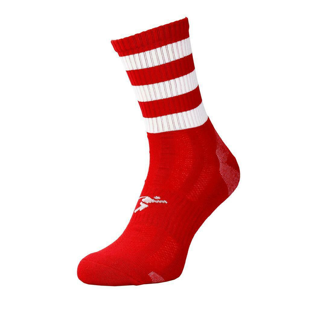 PRECISION Childrens/Kids Pro Hooped Football Socks (Red/White)